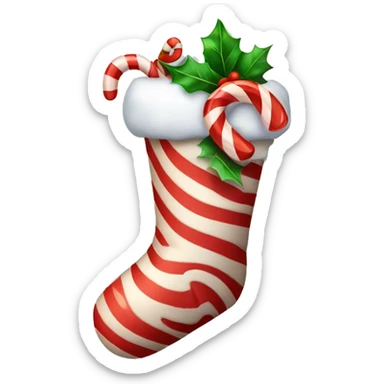 Christmas stocking filled with candy canes sticker