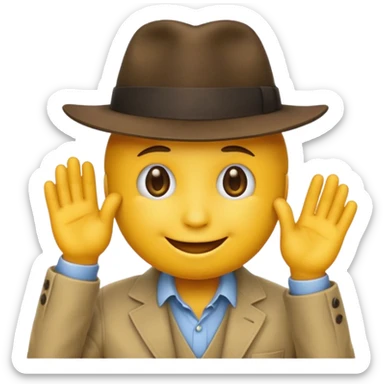 round yellow emoji pulling its fedora down into its face sticker