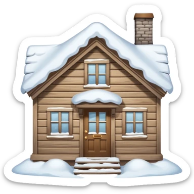 small house viewed directly from the front, with lots of snow.
The viewing angle must be directly towards the front door sticker