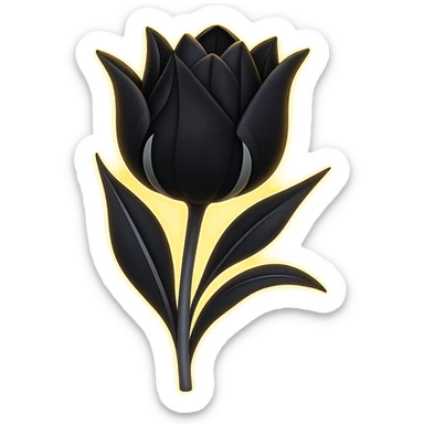 Add a subtle glowing effect around the goth tulip. Keep the background transparent. The style should resemble apple emoji style with clean, smooth, and colorful details typical of apple emojis. sticker