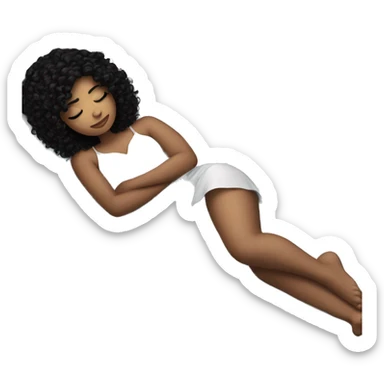 Girl Witz Curly Black Hair in bed to sleep sticker