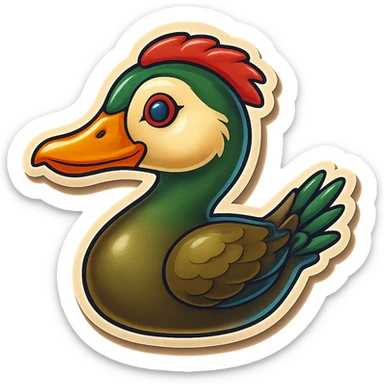 Make this Muscovy Duck look like an instant message emoji, with a subtle chat bubble outline and a slight drop shadow, keeping the background transparent. sticker