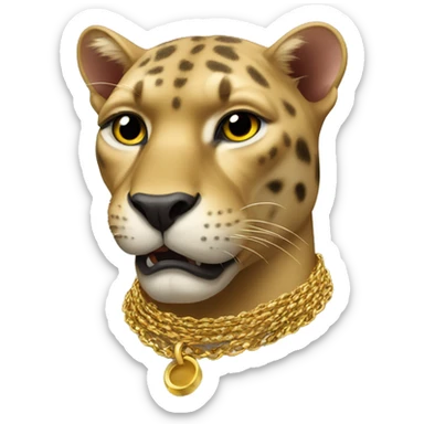 panther with golden necklace like a rapper  sticker