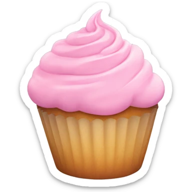 pastel pink cupcake, with colorful frosting sticker