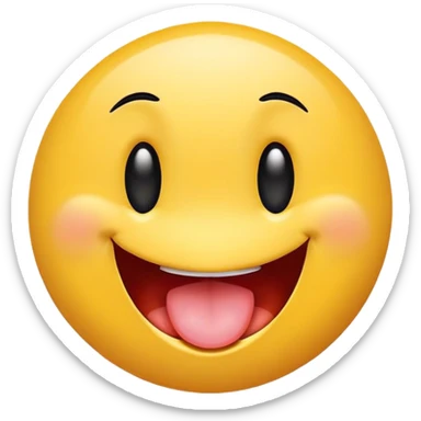 smiley face with wide, off-center eyes, tongue-out, goofy and playful, clumsy vibe sticker