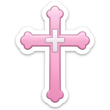 Pink and white simple holy cross sticker