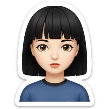 Blackeyes Girl with black bob hair and bang sticker
