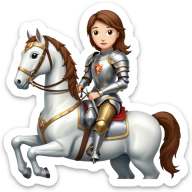 Renaissance princess knight with brown hair on horse sticker