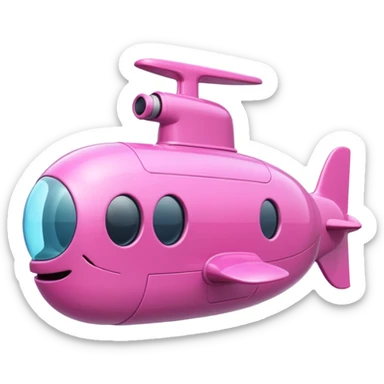 pink mini single submarine in cartoon  sticker