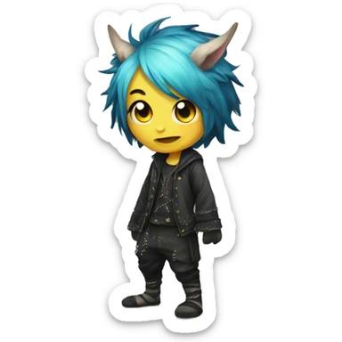 an edgy cute kawaii vernid-fionbri with splash patterns full body sticker