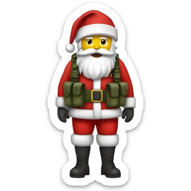 Santa in combat gear sticker