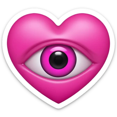 A neon heart with a dark eye in the center sticker