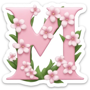 Pink letter with white flowers sticker