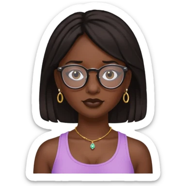 sarah babygirl dark hair and glasses with nose piercing and earrings and crop top sticker