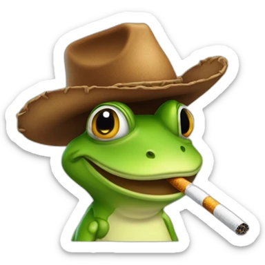 Grenouille avec un chapeau de cow-boy qui fume une cigarette  sticker