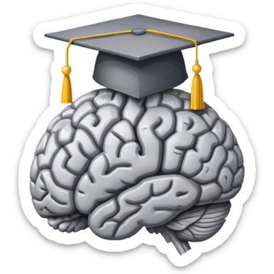generate me a pixel art of a brain with a graduation cap. hmph. sticker