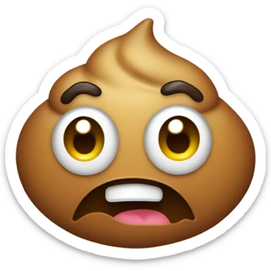 poop emoji with nervous smile and sweat drop sticker