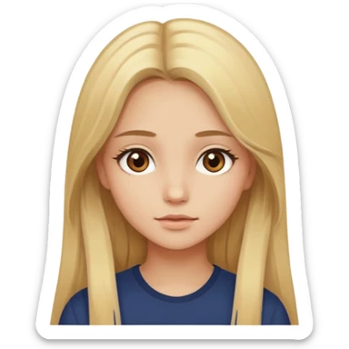 Chica de lentes ojos cafés, cabello largo rubio-castaño aesthetic  sticker