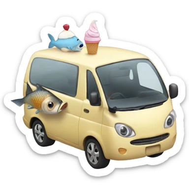 Girl pregnant with fish eating ice-cream in car  sticker