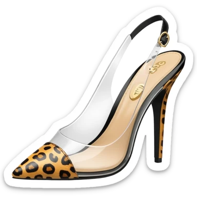 animal print pointed toe slingback heel, clear shoe shape sticker