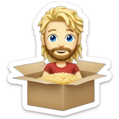 Blond blue eyes with beard and ramen in box sticker