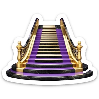 Luxurious black marble hallway stairs with gold and white accents  with with violet accents sticker