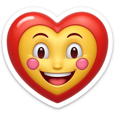Red heart around laughing emoji sticker