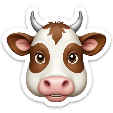 cinematic-noble-brown-and-white-cow-portrait-emoji,-poised-and-regal,-with-a-large,-sturdy-build-and-a-beautifully-patterned-hide-of-rich-brown-accented-by-crisp-white-patches,-deep-set-soulful-brown-eyes,-simplified-yet-sharp-and-sophisticated sticker