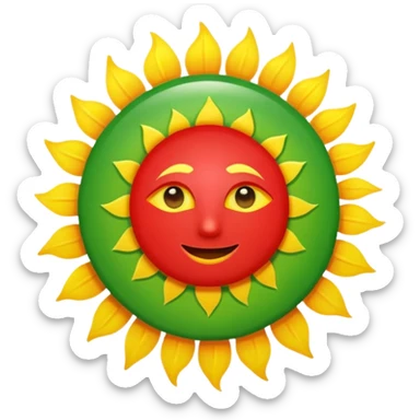 Oben rot Mitte weiß mit einer Sonne unten grün sticker