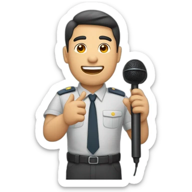 reportero gordito con micrófono en mano sticker