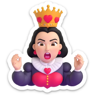 Queen of Hearts from Alice in Wonderland, angry expression, shouting sticker