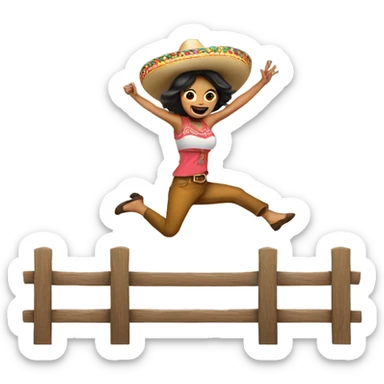 A women in a sombrero jumping over a fence sticker