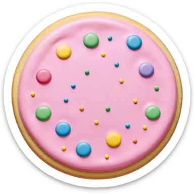 A sugar cookie with pastel pink icing and multicolor pastel sprinkles sticker