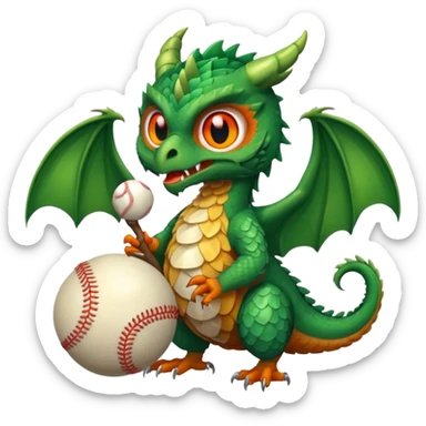 A dragon eating an owl with baseballs sticker