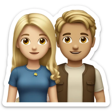 Girl with blond hair and boyfriend with briwn hair  sticker