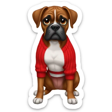 Boxer dog wearing red jumper  sticker