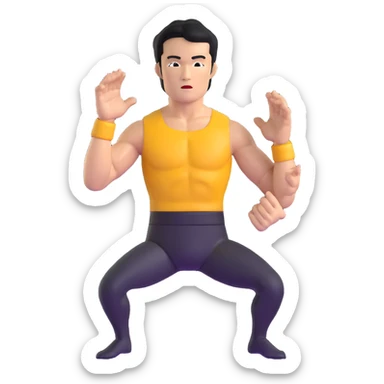 Bruce Lee kung fu master with athletic build, upper body sticker