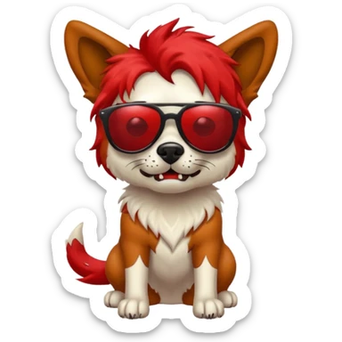 Zombie dog with red hair and sun glasses sticker