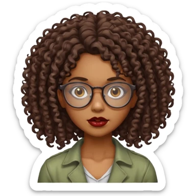 Faz uma zombie feminina parda, muito bonita, cabelo cacheado, óculos de grau e olhos castanhos sticker