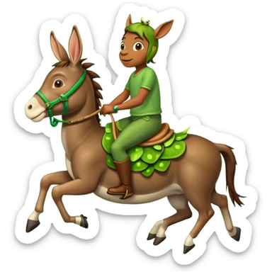 A donkey riding a frog sticker
