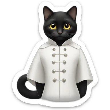 un chat noir dans une robe blanche sticker