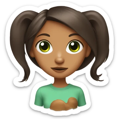 Mini pincher with brune girl , long hair and green eyes  sticker