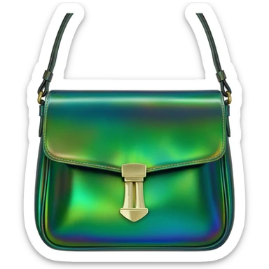 Hyperrealistic highly detailed colorful shimmeringBrahmin Shea Green iridescent Lulia Leather Crossbody sticker
