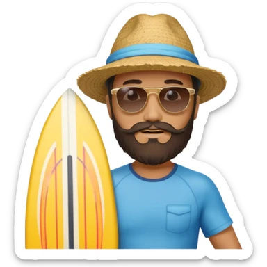 bearded man holding surfboard sticker