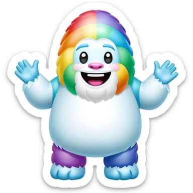 easter rainbow inflatable bouncy yeti sticker