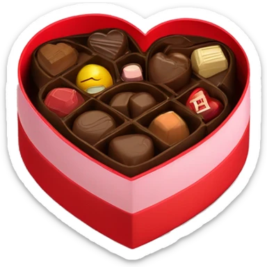 Red heart shaped box with chocolates in it sticker