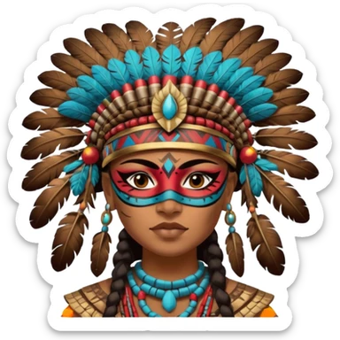 face full maya masked tradational mayan woman warrior half boudy  sticker