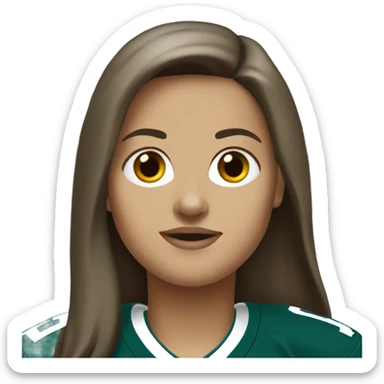  White female brown hair wearing Philadelphia Eagles jersey sticker