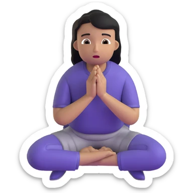 person on their knees begging with hands clasped together and pleading expression sticker