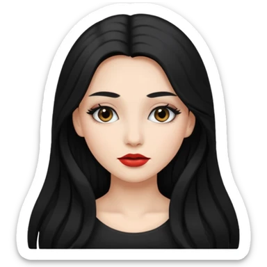 girl with black hair with long  hair Wearing makeup
 sticker